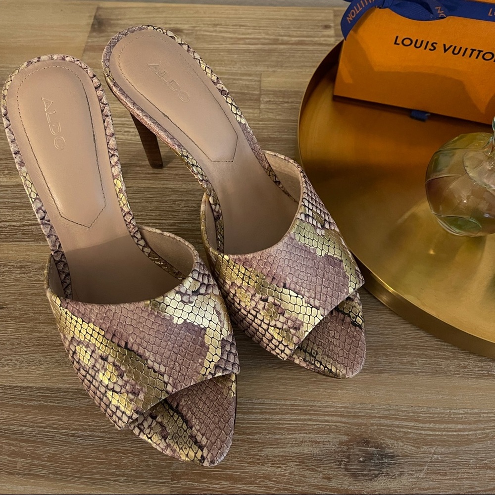 Snake print platform heels